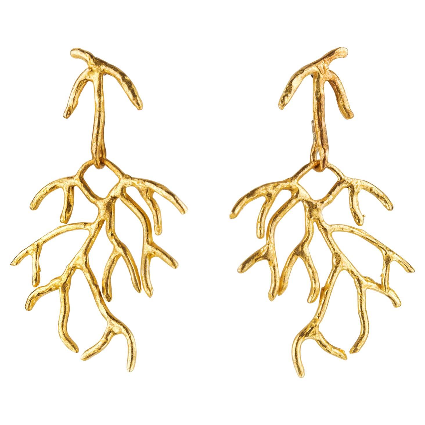 Giulia Barela Salix Earrings , gold plated bronze For Sale