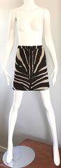 NWT Michael Kors Collection Size 4 Brown + Ivory Zebra Print Linen Mini Skirt