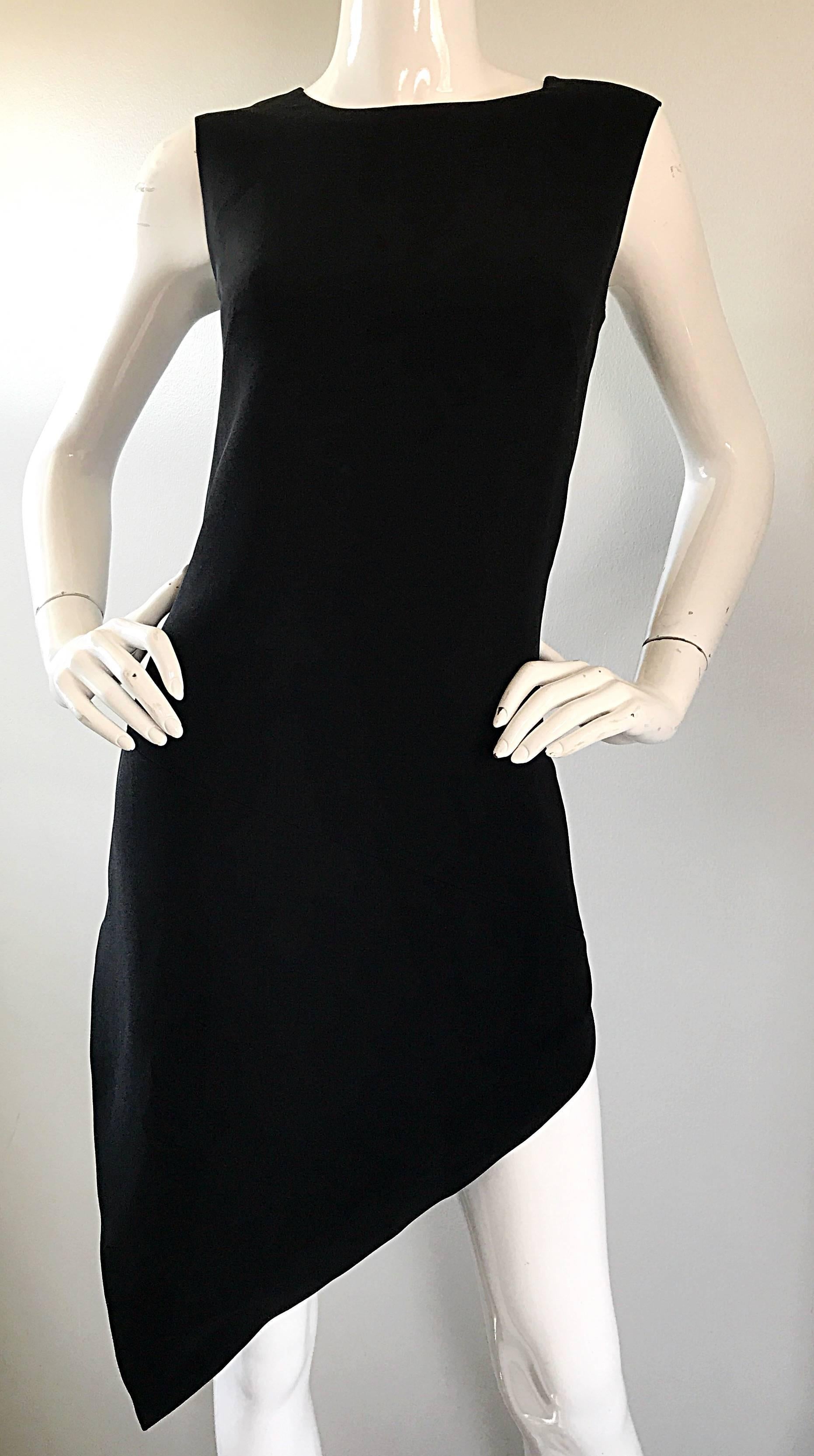 Women's 1990s Moschino Cheap & Chic Black Asymmetrical Hi Lo Vintage 90s Dress LBD  For Sale