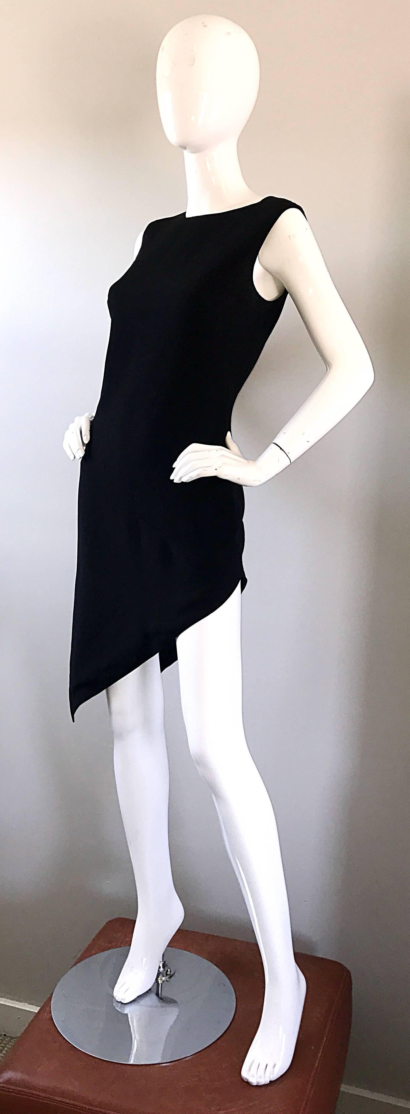 1990s Moschino Cheap & Chic Black Asymmetrical Hi Lo Vintage 90s Dress LBD For Sale 1