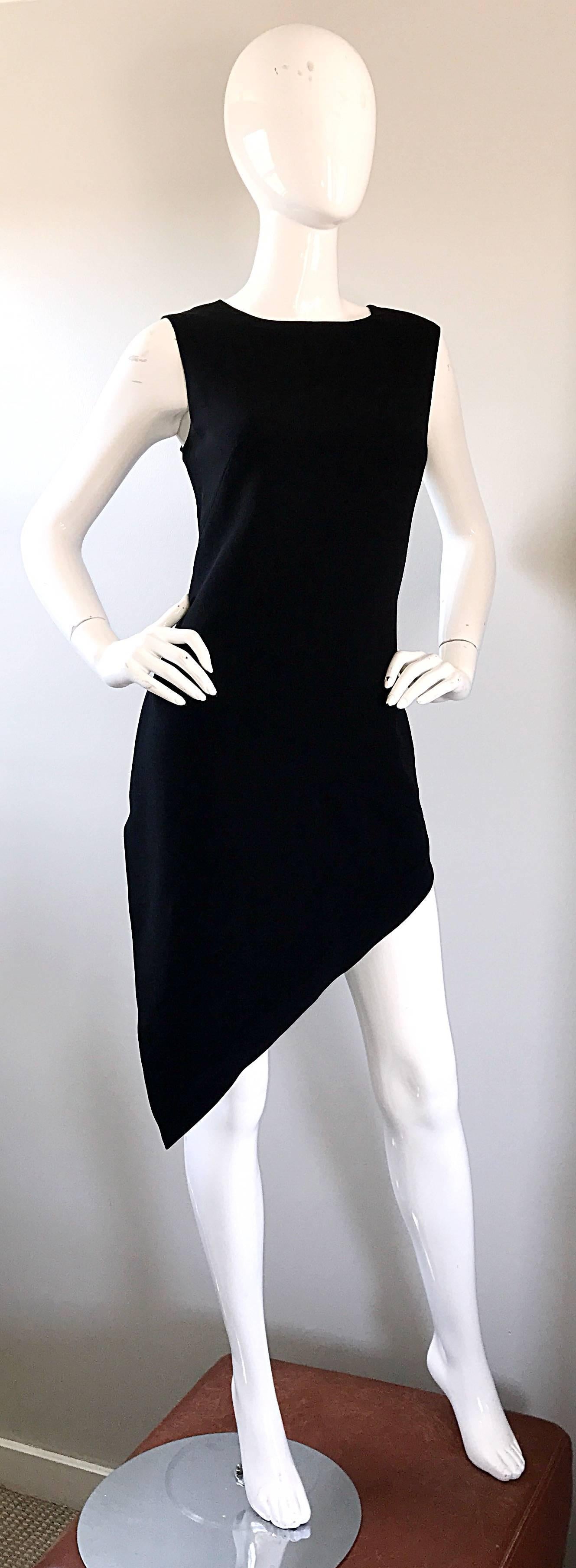 1990s Moschino Cheap & Chic Black Asymmetrical Hi Lo Vintage 90s Dress LBD  For Sale 2