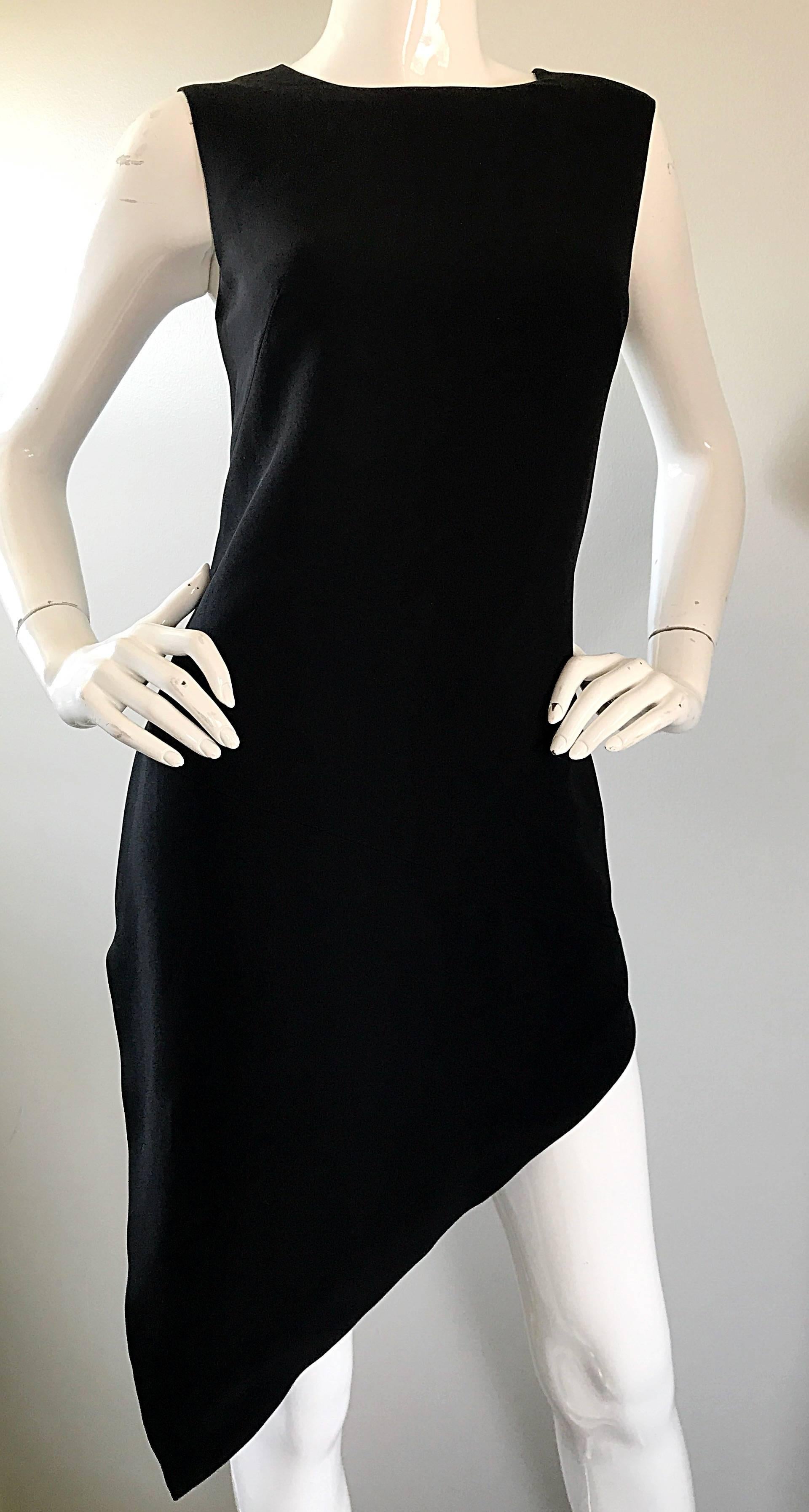 1990s Moschino Cheap & Chic Black Asymmetrical Hi Lo Vintage 90s Dress LBD  For Sale 3