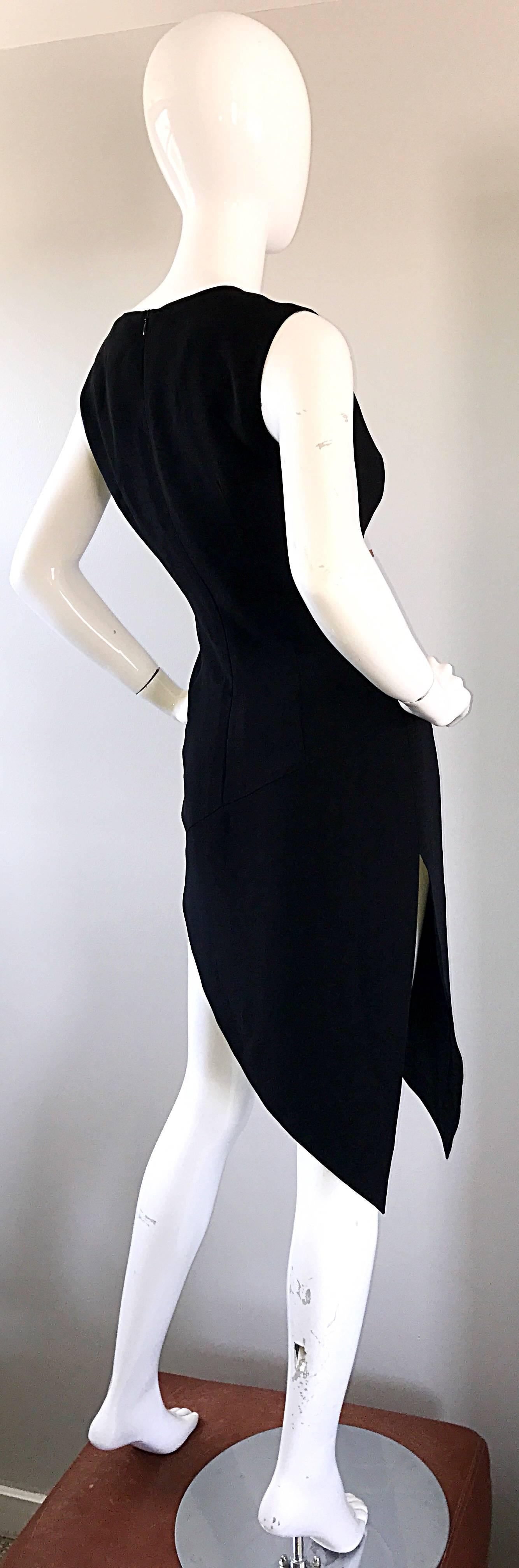 1990s Moschino Cheap & Chic Black Asymmetrical Hi Lo Vintage 90s Dress LBD For Sale 4