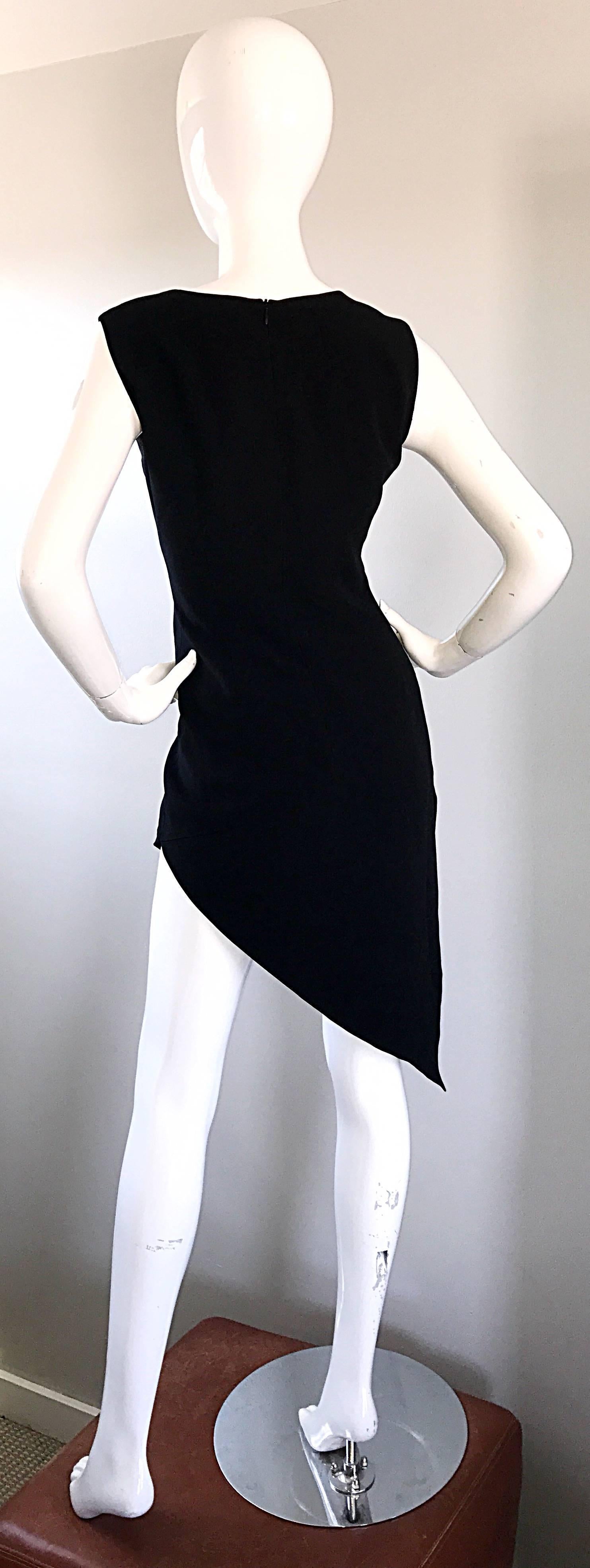 1990s Moschino Cheap & Chic Black Asymmetrical Hi Lo Vintage 90s Dress LBD  For Sale 5