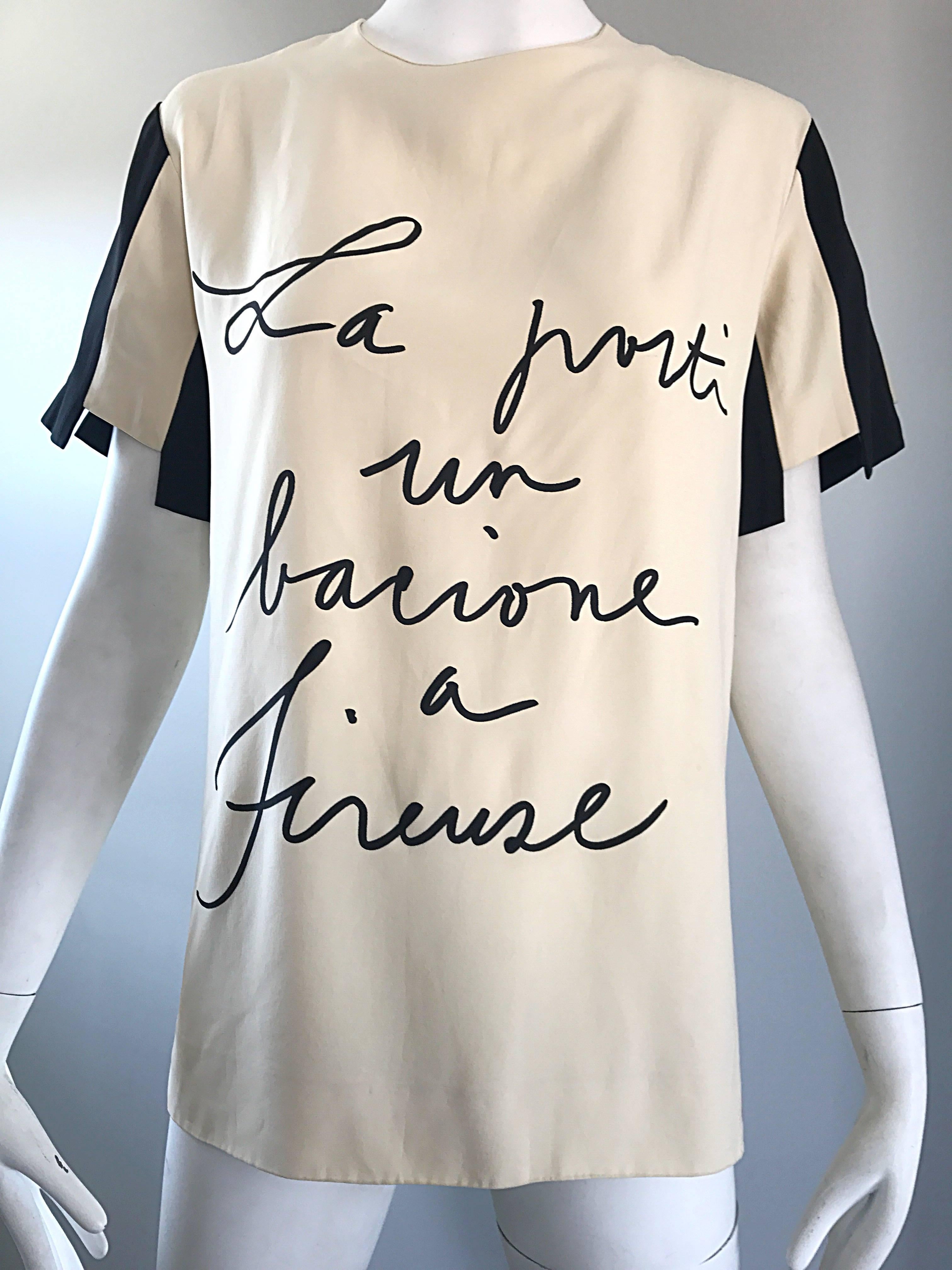 Vintage Moschino Couture Größe 10 La Porti un Bacione a Firenze Tunika Top Bluse im Angebot 3