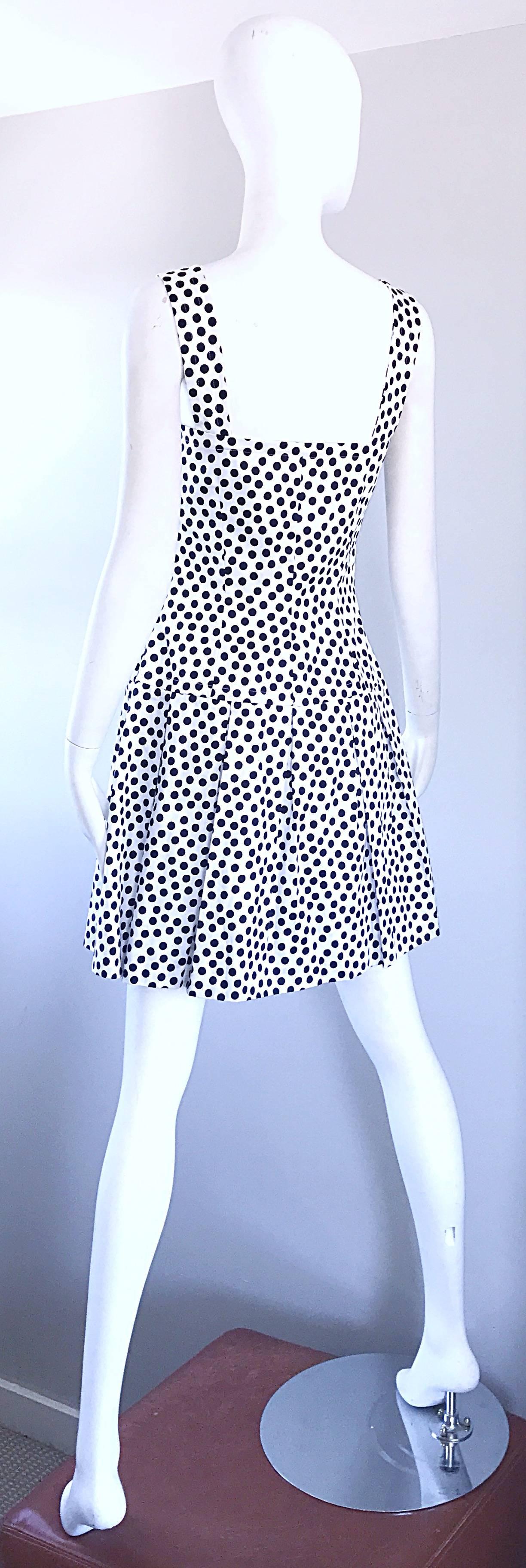 blue white polka dot dress