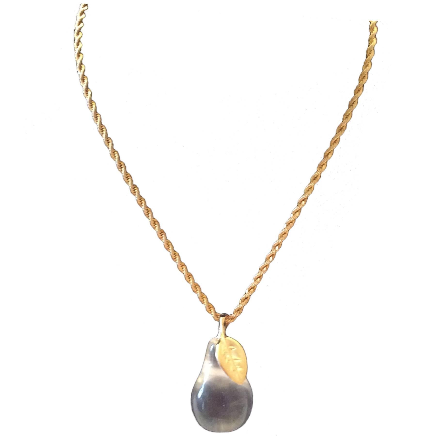 KJL Kenneth J. Lane Necklace - Lucite Pear For Sale