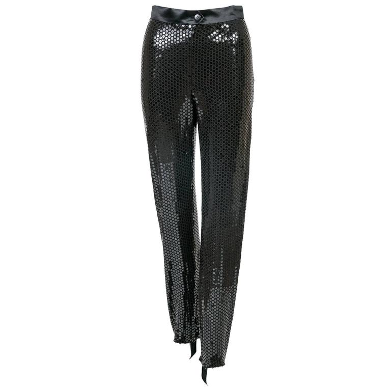 1980s Fabulous Vintage Escada High Waist Black Sequin Stirrup Pants ...