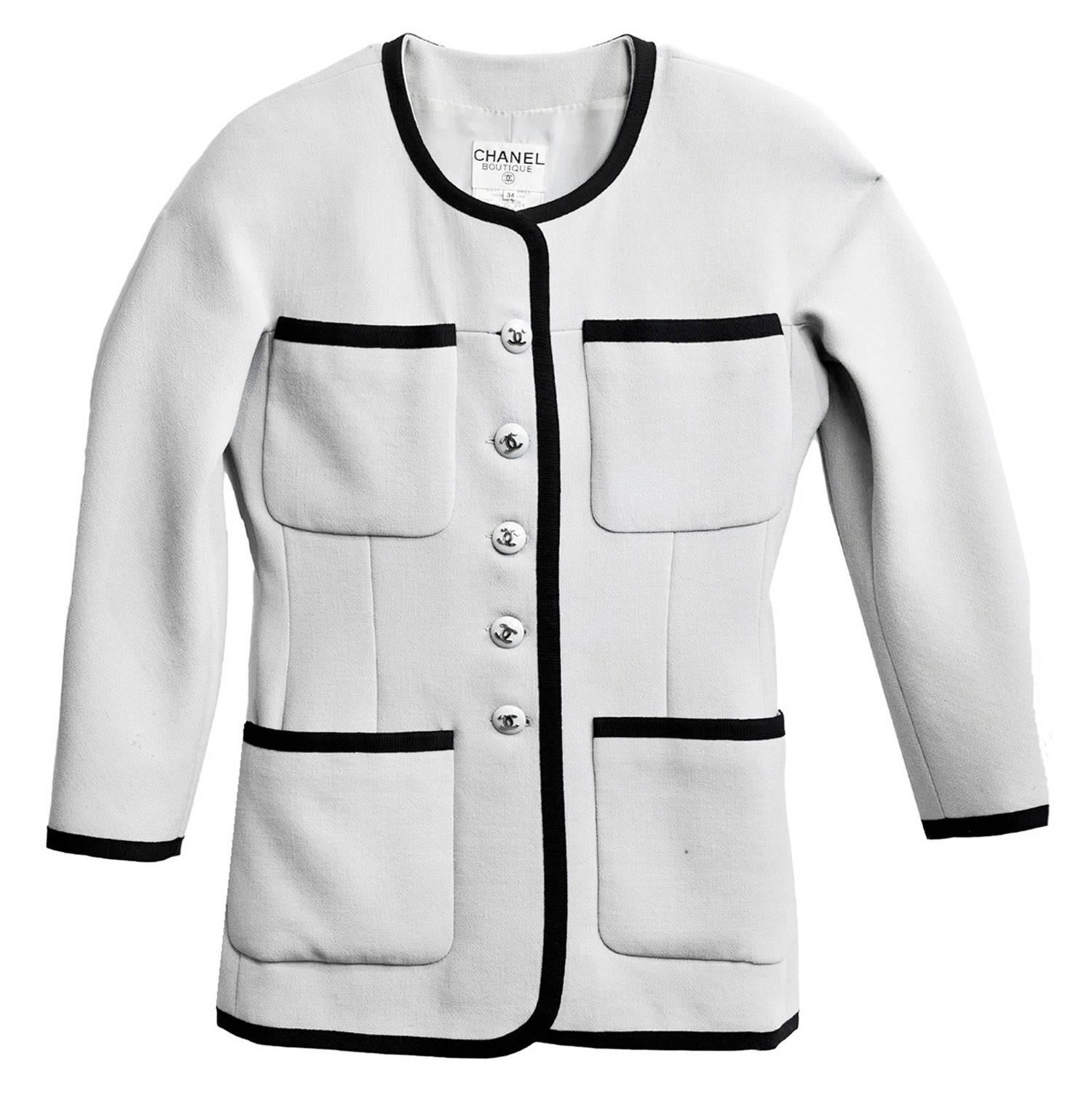 Chanel Grey & Black Wool Jacket sz FR34