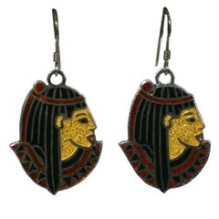 Egyptian Revival Enamel Earrings