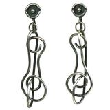 Boucles d'oreilles mobiles artisanales en argent des années 1950
