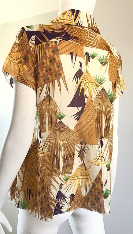 New Marni Spring 2017 Ethnic Peacock Feather Print Short Sleeve ...