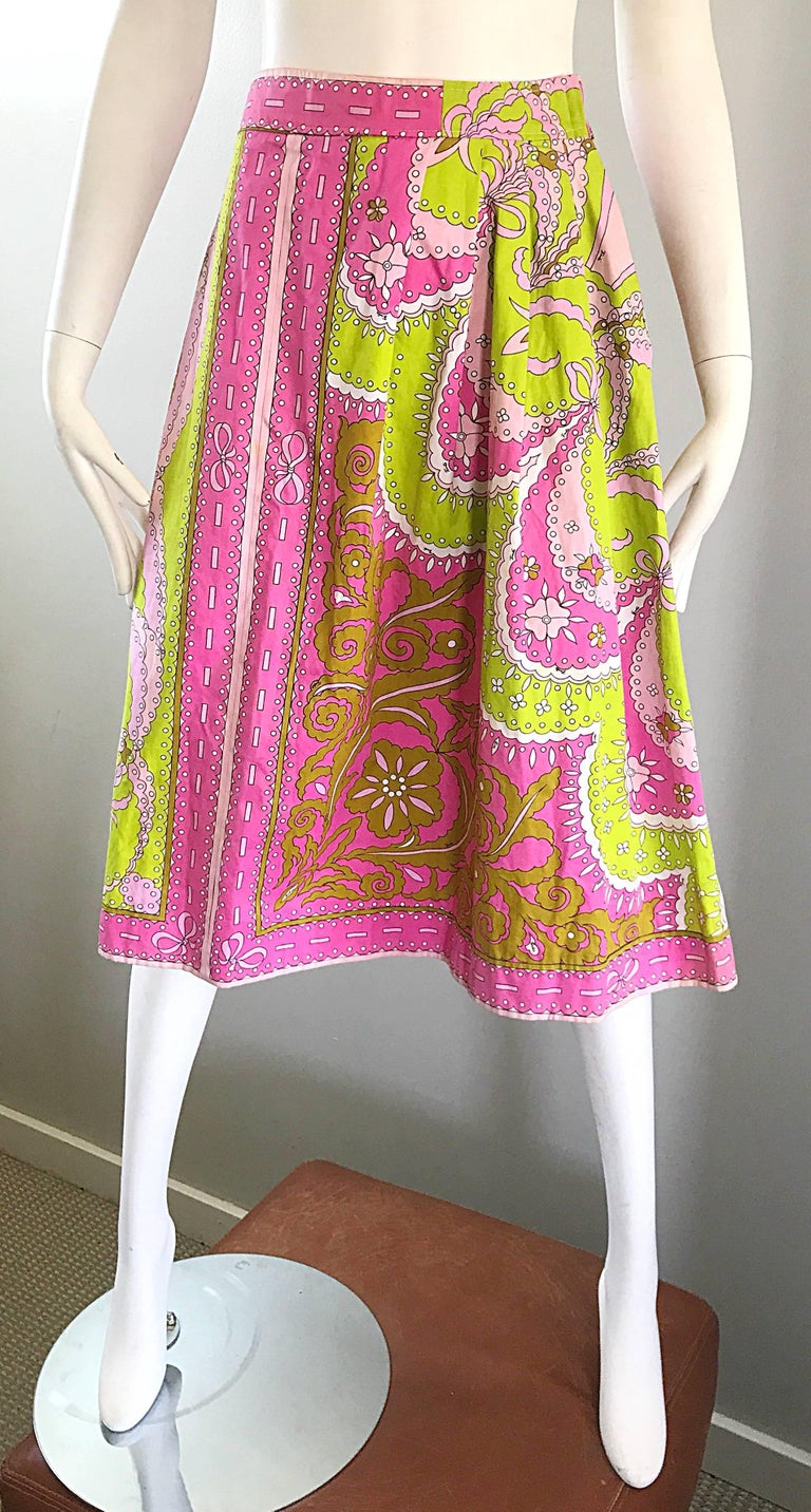 1960s Emilio Pucci Cotton Pink and Green Vintage 60s Blouse and Skirt ...