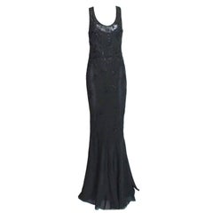 Breathtaking Christian Dior Black Chiffon Silk Embroidery Hourglass Evening Gown 2