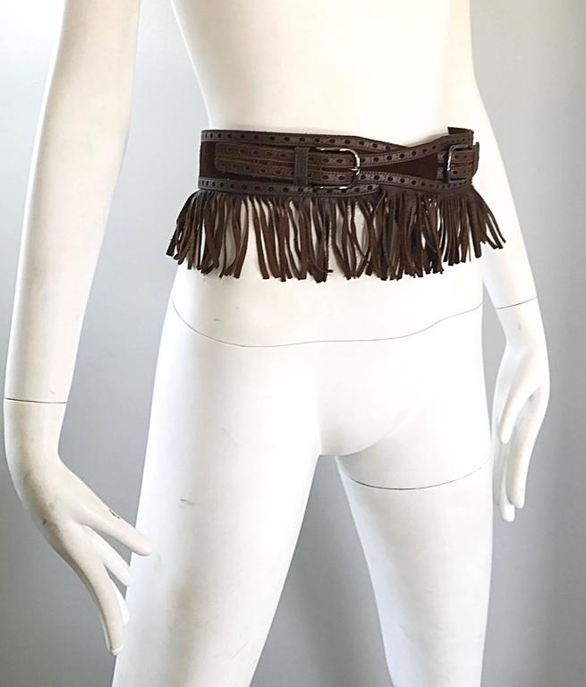 1970s Yves Saint Laurent Brown Butterfly Buckle Belt