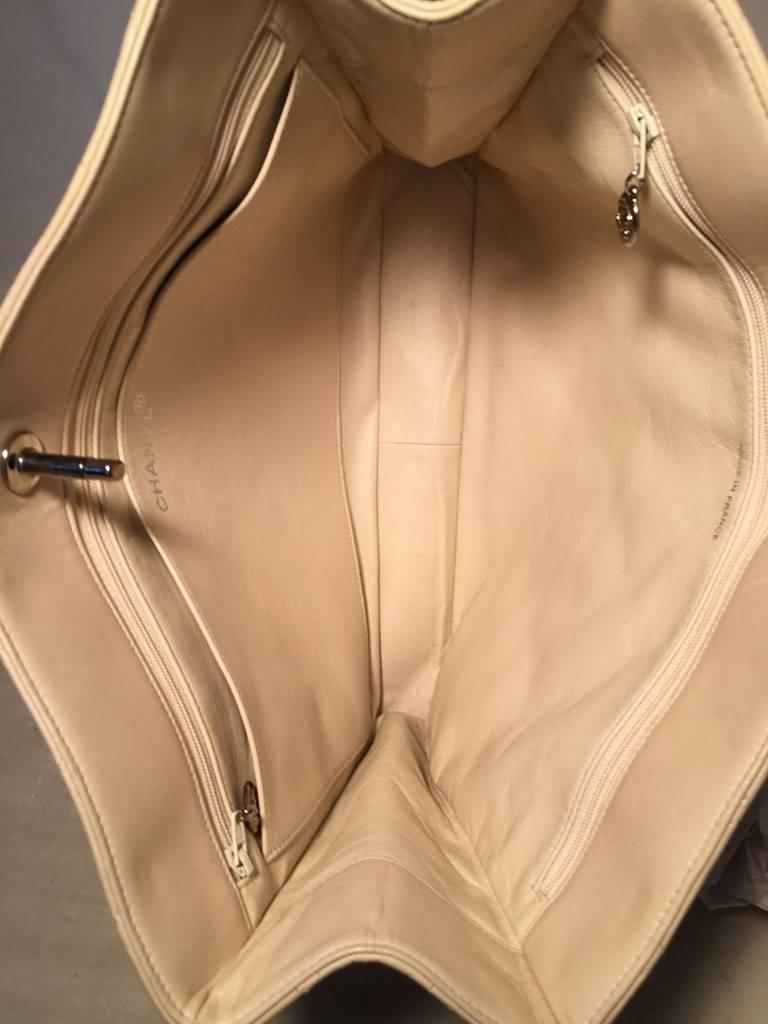 Chanel Cream Quilted Leather Shoulder Bag Tote 1