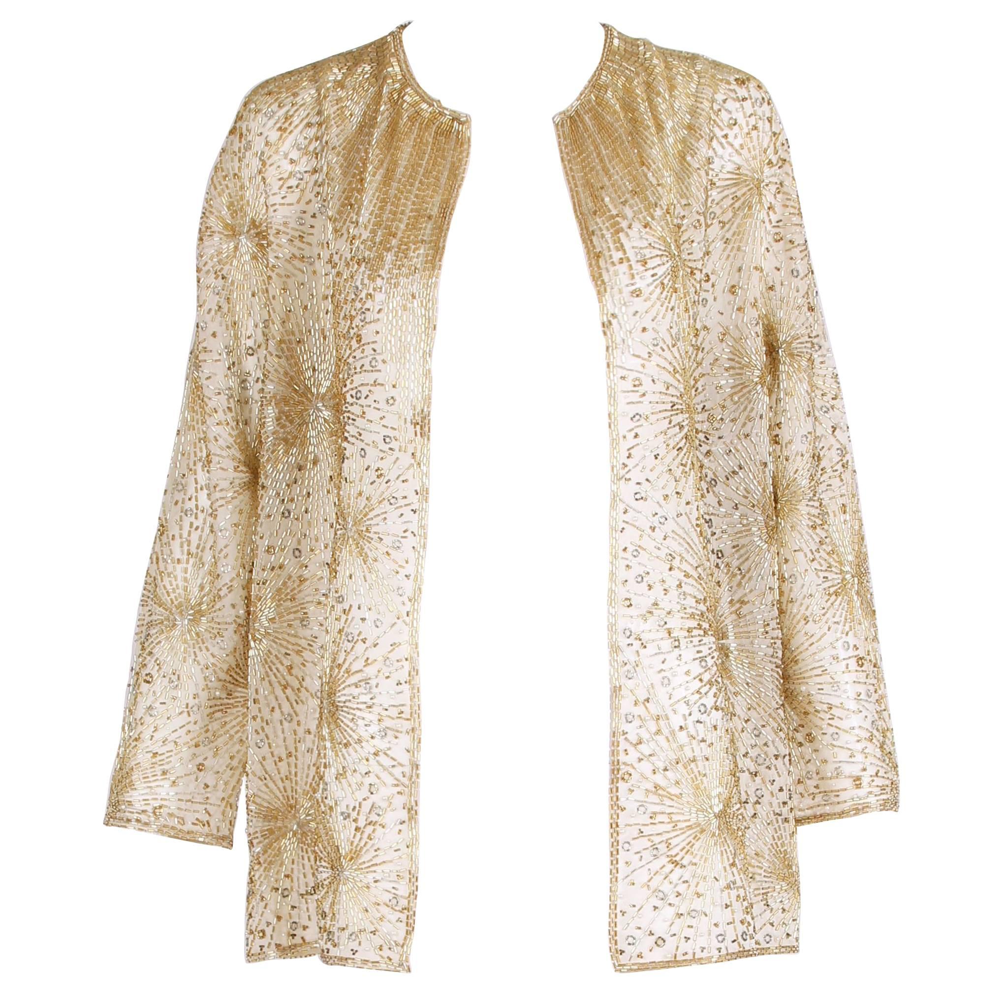 1981 Iconic Halston Gold & Silver Beaded Fireworks Jacket