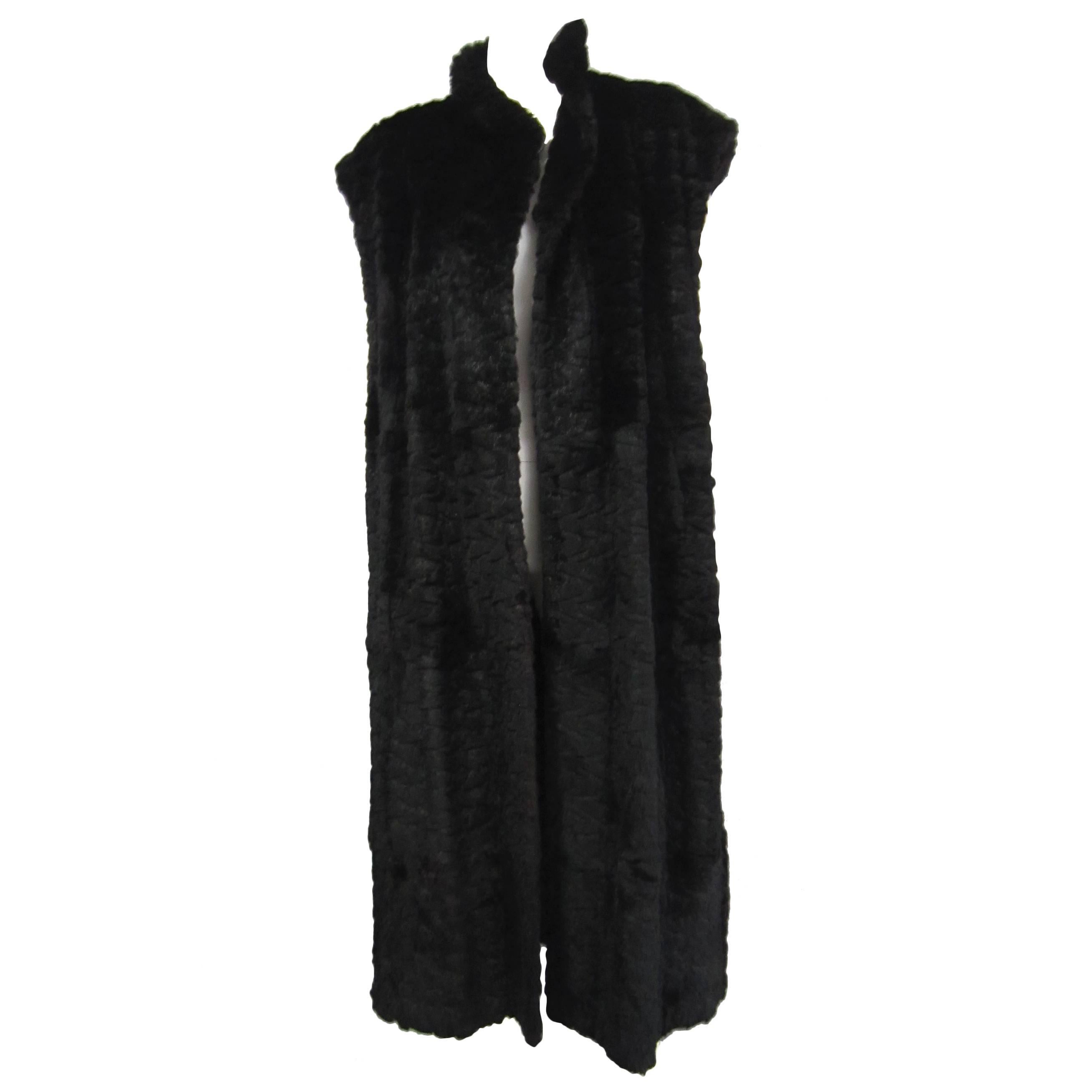 FENDI Detachable Sleeveless Rabbit Fur Vest and Wool Coat For Sale