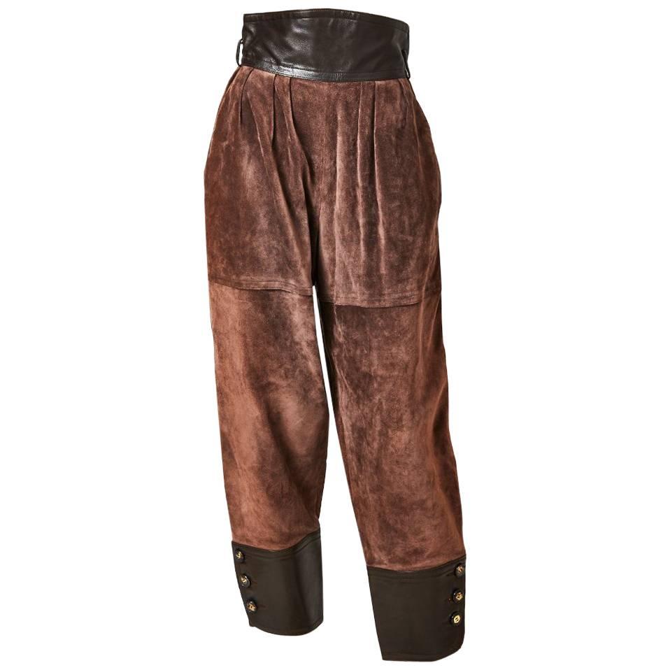 Yves Saint Laurent Leather and Suede Pant