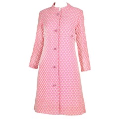 1960's Guy Laroche by Maria Carine Bubblegum Pink Patterned Coat