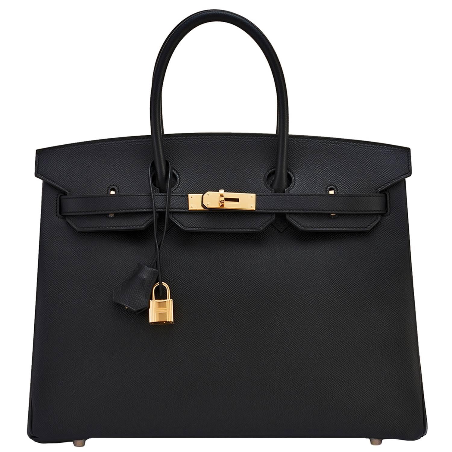 Hermes Black 35cm Birkin Gold Hardware Epsom Bag Power Birkin