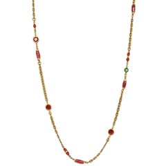 CHANEL Vintage '84 Crystal & Gripoix 64" Long Necklace