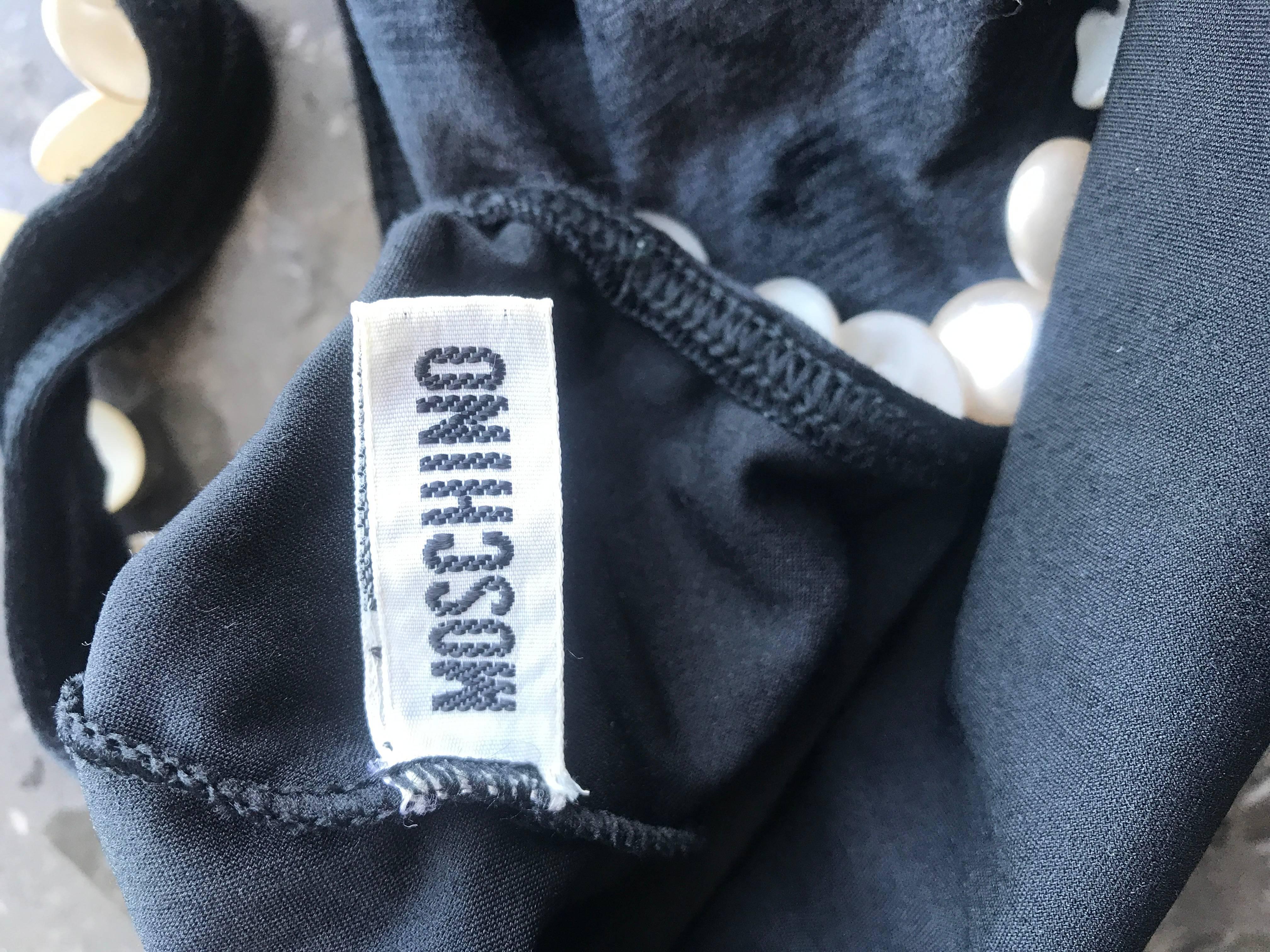 Vintage Moschino 1990er Schwarzer und weißer Velours-Bodysuit mit Perlenbesatz und Badeanzug im Angebot 6