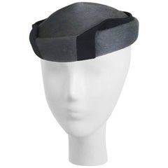 Vintage 1950s Grey Hat w/ Wrapping Ribbon Detail