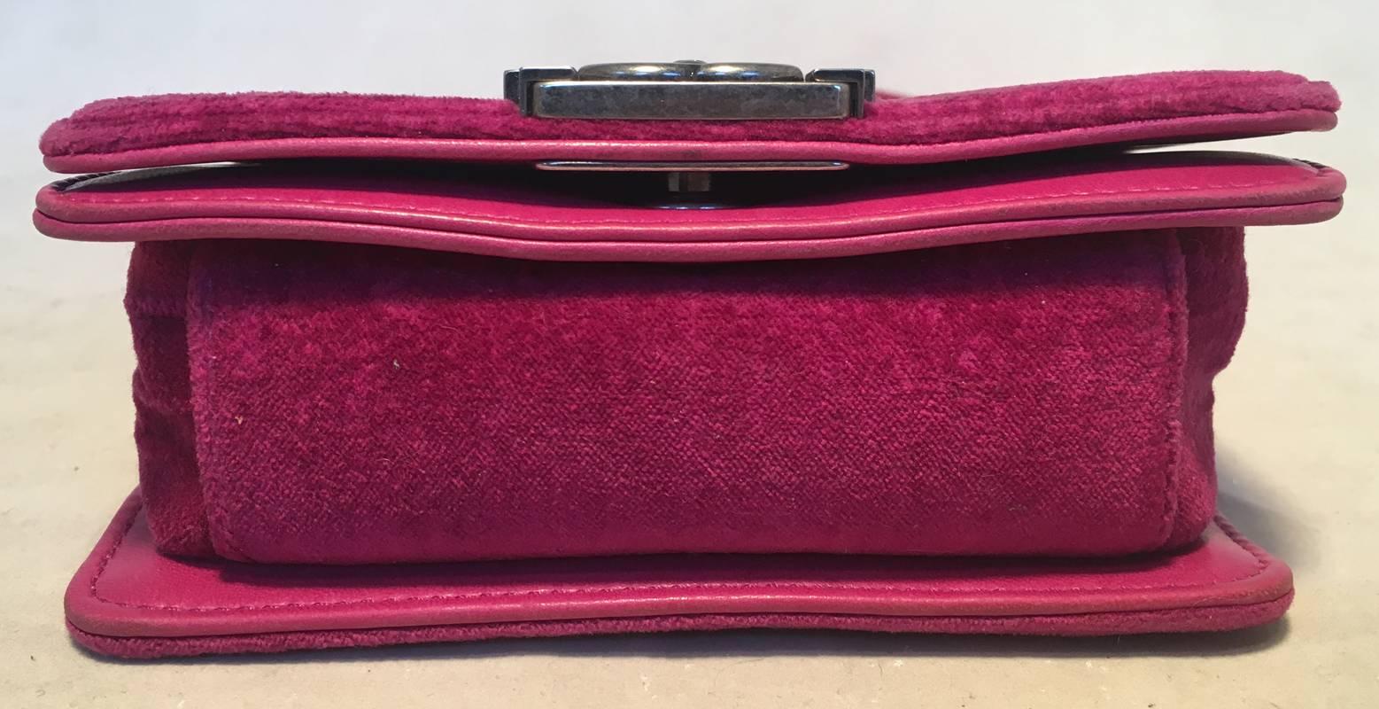 Brown Chanel Magenta Velvet Extra Mini Classic Le Boy Flap Bag