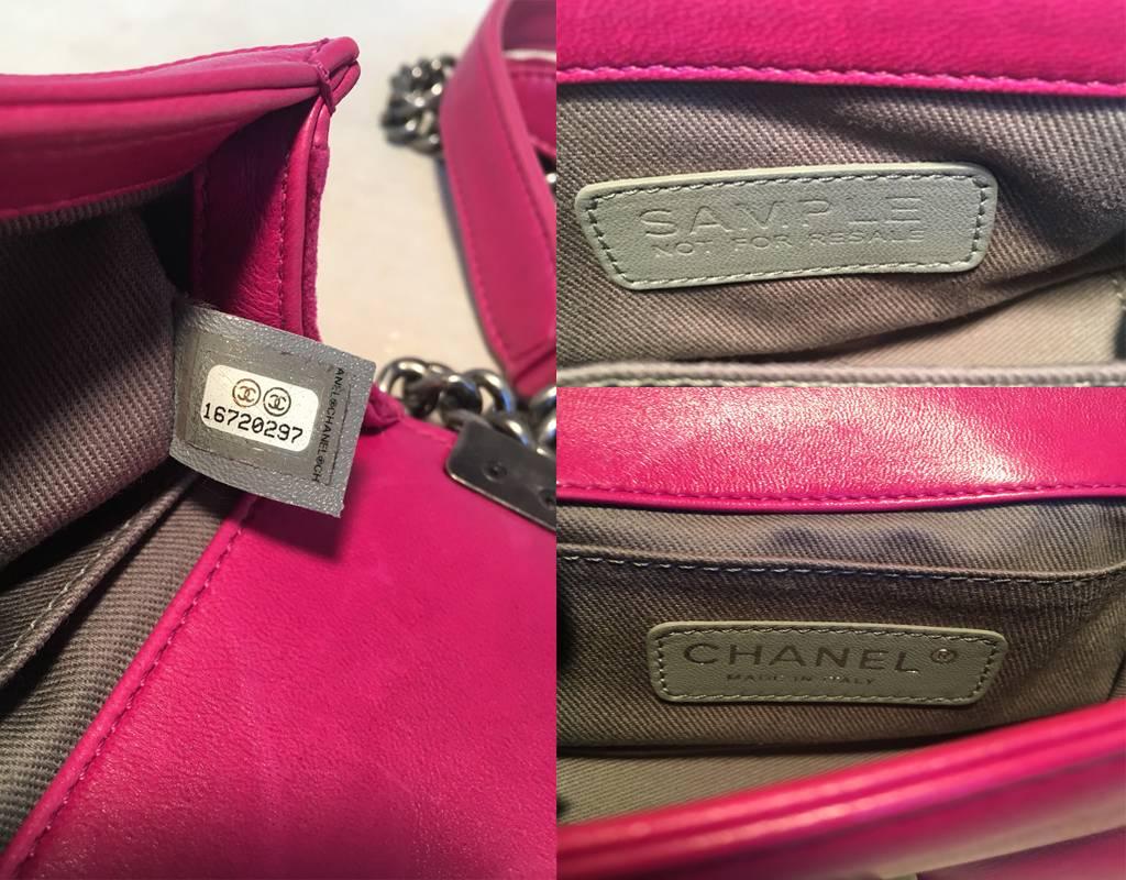 Chanel Magenta Velvet Extra Mini Classic Le Boy Flap Bag 2