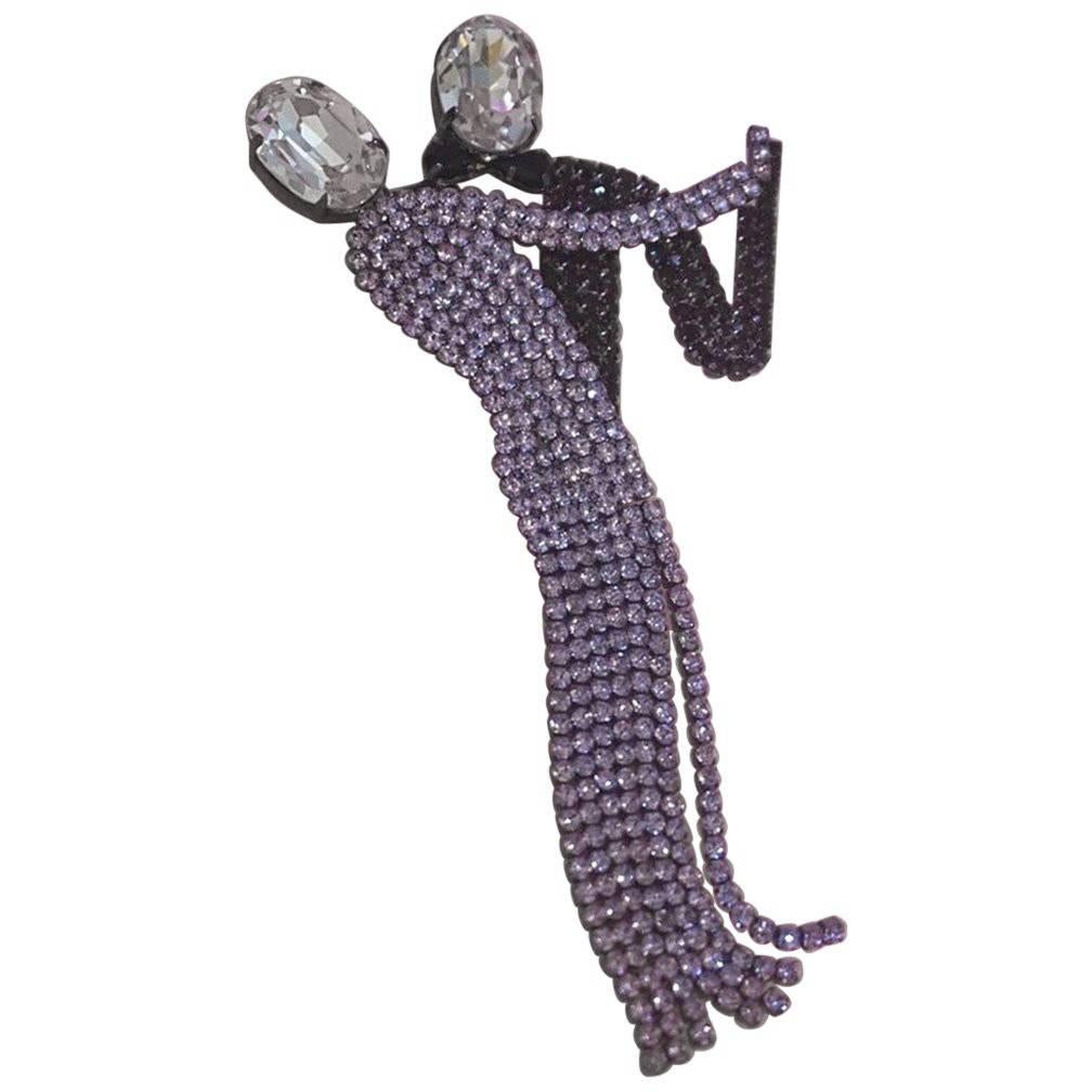 Fabulous Butler & Wilson Crystal Dancing Couple Statement Brooch Pin 