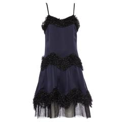 Chanel Midnight Blue Silk Satin & Black Chiffon Evening Dress, Pre - Fall 2004