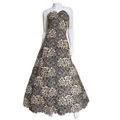 Arnold Scassi Couture Vintage Elaborately Embroidered Silk Gown 3