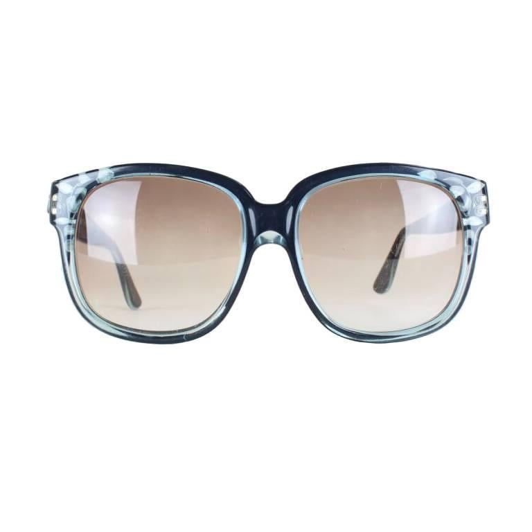 Emmanuelle Khanh Oversized Blue Black Model 8080 Sunglasses, 1970s 