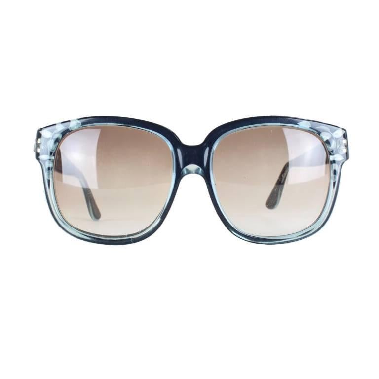 Emmanuelle Khanh Oversized Blue Black Model 8080 Sunglasses, 1970s at