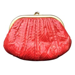 Used Red Snakeskin Clutch