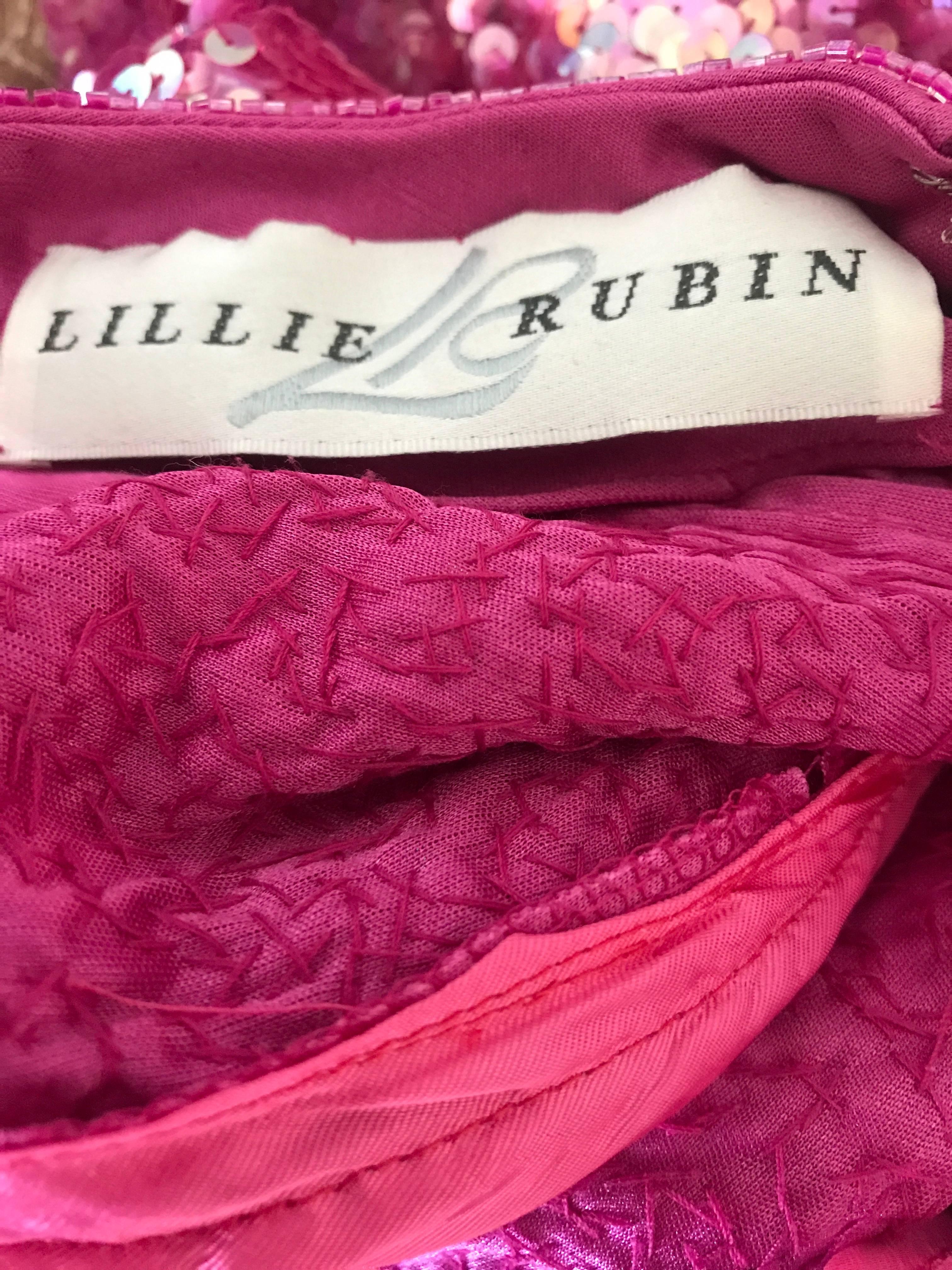 Unglaubliches Vintage Lillie Rubin 1990er Jahre Hot Pink Voll Pailletten 90er Jahre Minikleid im Angebot 3