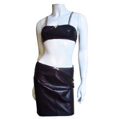 Gianni Versace Leather Crop Top & Skirt 11
