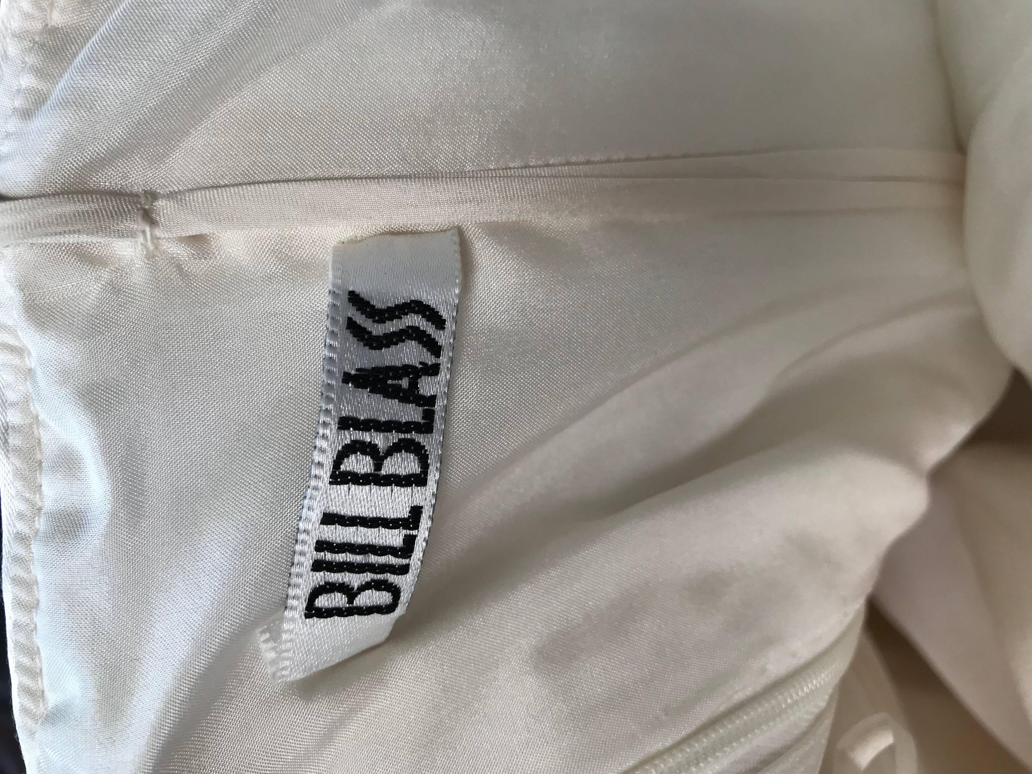 Bill Blass Size 10 Vintage Ivory White Silk Satin Strapless Dress, 1990s  6