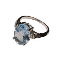 Oval, Fancy cut Blue Topaz and Sterling Silver Ring