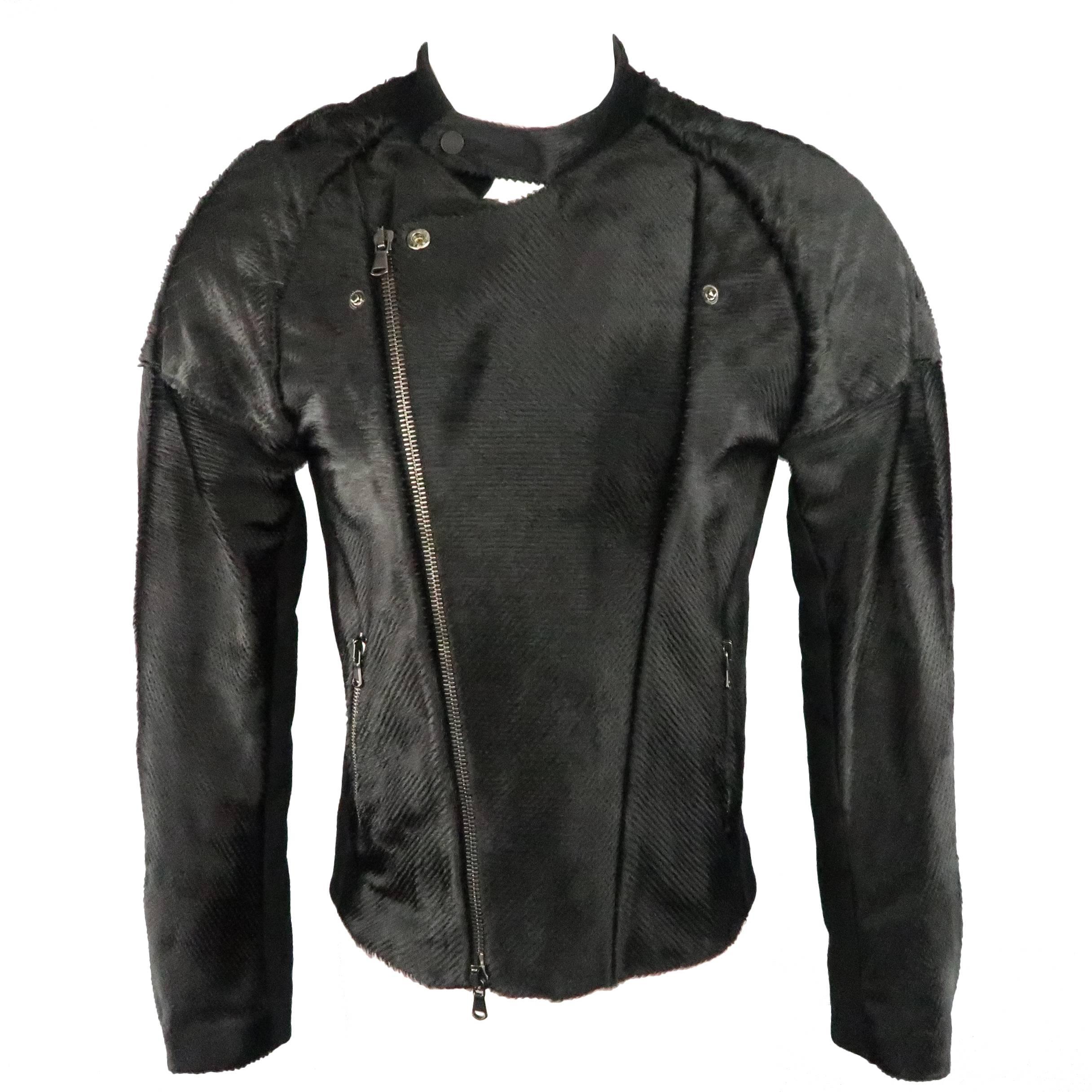 Baja East Jacket - Black Perforated Ponyhair Leather, Motorcycle Coat