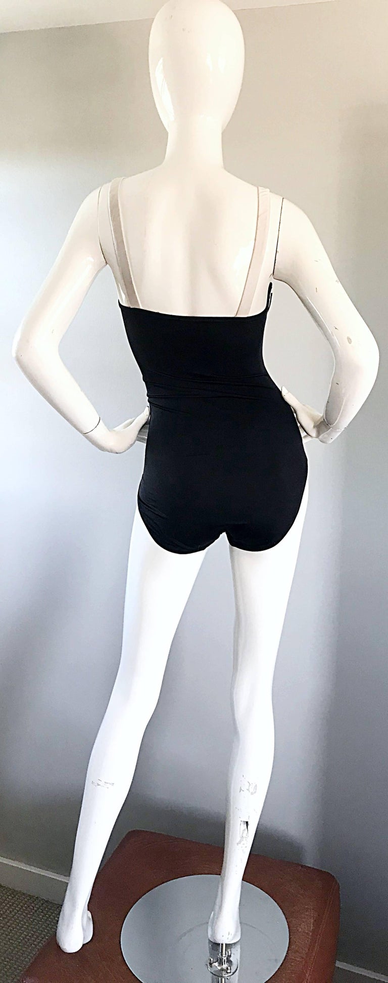 Vintage BIll Blass Black and White Avant Garde 1990s One Piece Swimsuit ...