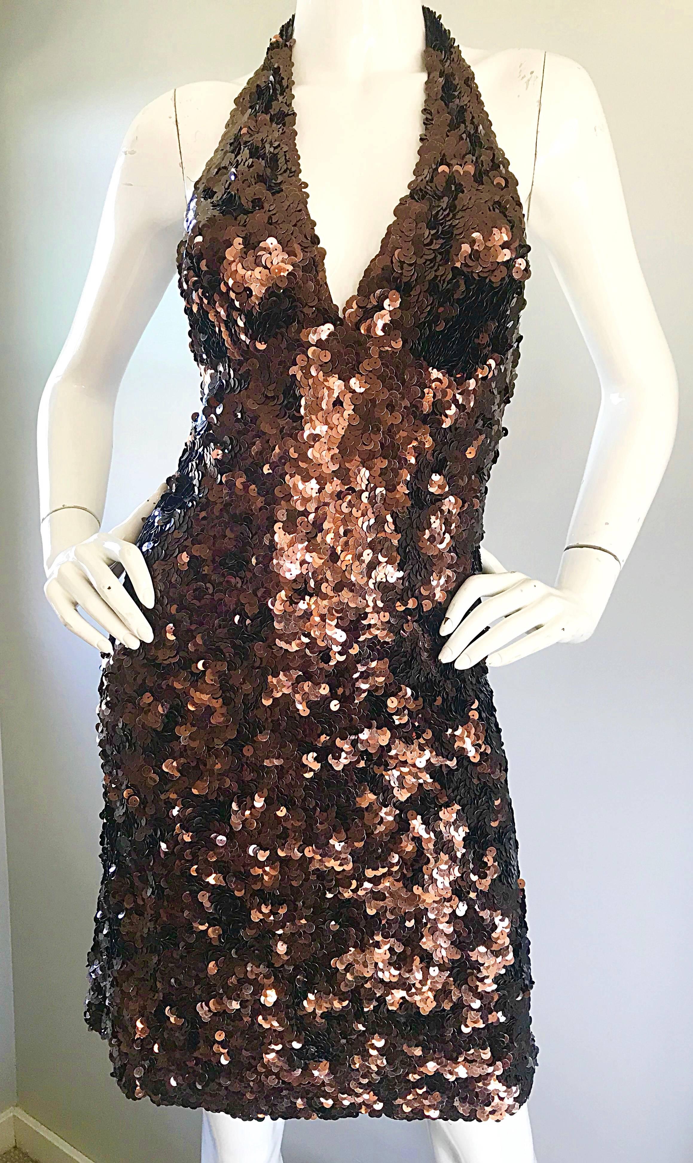 brown sequin gown