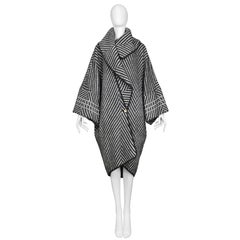 Vintage John Galliano Black and White Soft Wool Cocoon Blanket Style Coat