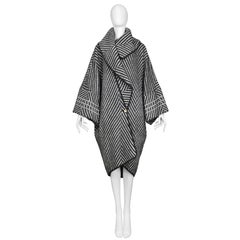 Vintage John Galliano Black and White Soft Wool Cocoon Blanket Style Coat 