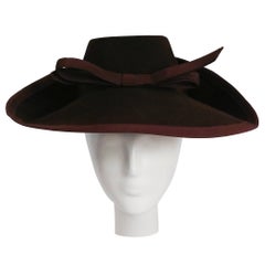 Vintage 1940s Brown Wool Felt Hat
