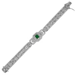 Art Deco Style Diamond Emerald Bracelet