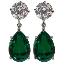  Magnificent Costume Jewelry Diamond Emerald Drop Earrings
