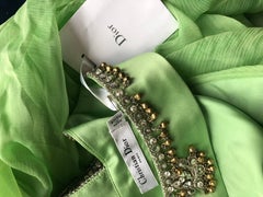 New Christian Dior John Galliano Size 10 Light Green Silk Chiffon Grecian Gown