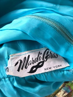 1960s Mardi Gras Gold Silk Lame Colorful Shift Dress and Jacket, Vintage 60s Set